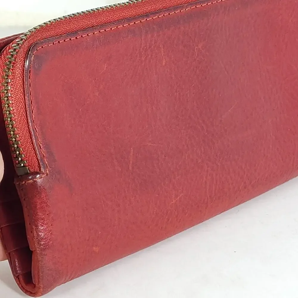 Frye red distressed